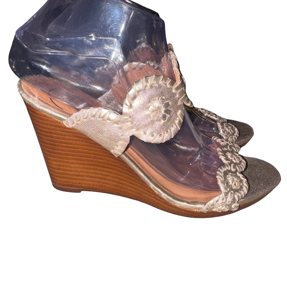 Wedge Sandals with Rose Gold Embellished Straps - Picture 5 of 7